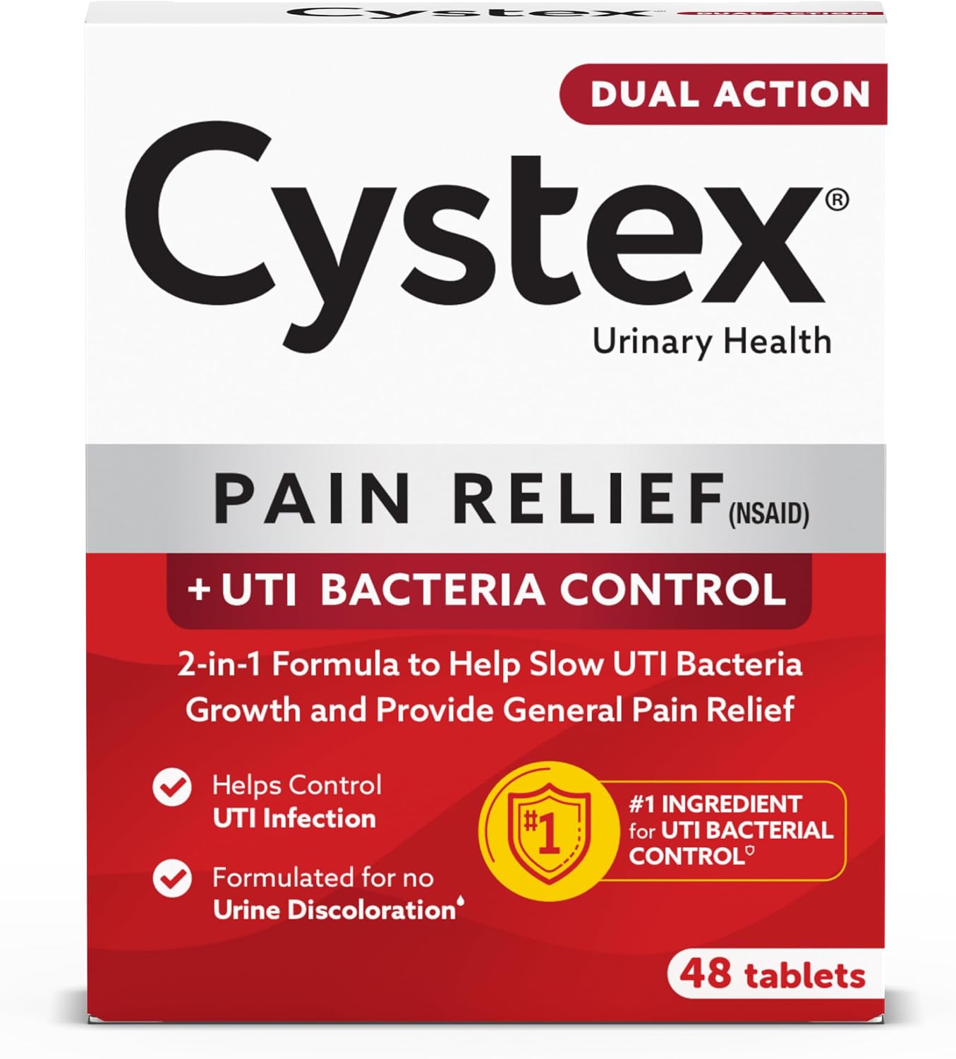 Cystex Dual-Action UTI Pain Relief & Prevention Tablets - 2-in-1, 48-Count
