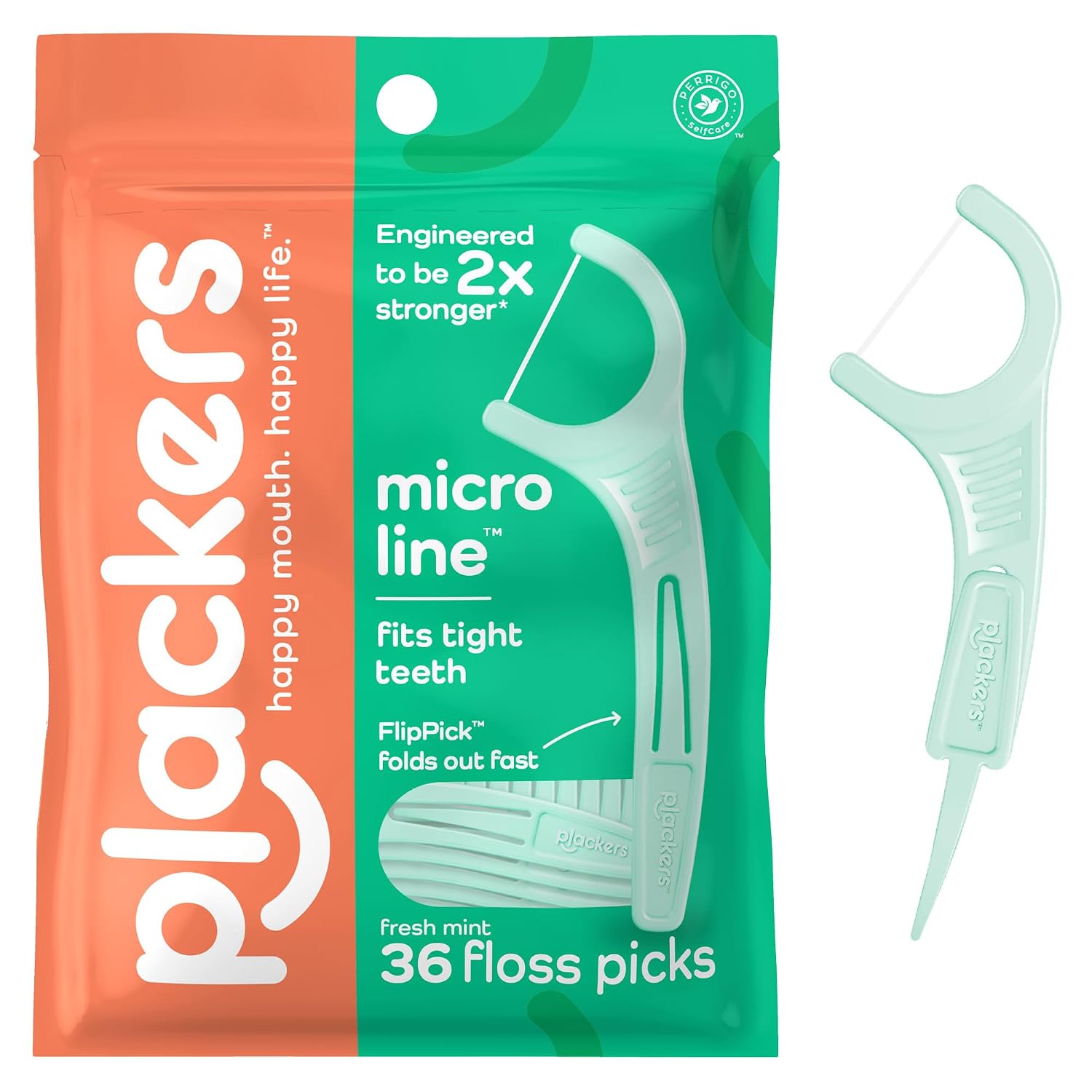 Plackers Micro Line Dental Floss Picks, Fold-Out, 36 Count