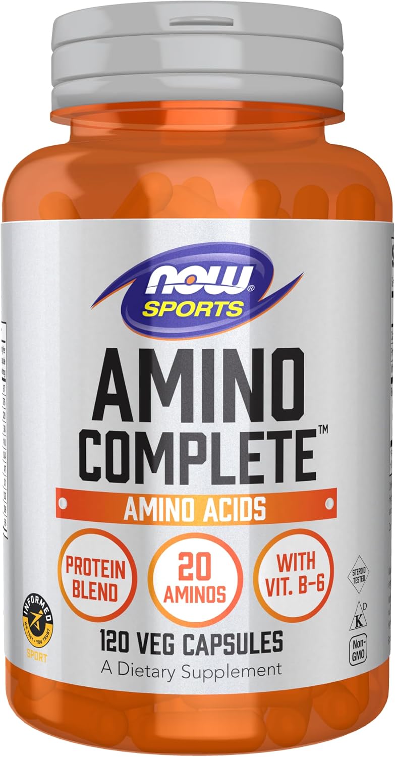 NOW Sports Amino Complete™, Protein Blend With 21 Aminos and B-6, 120 Veg Capsules