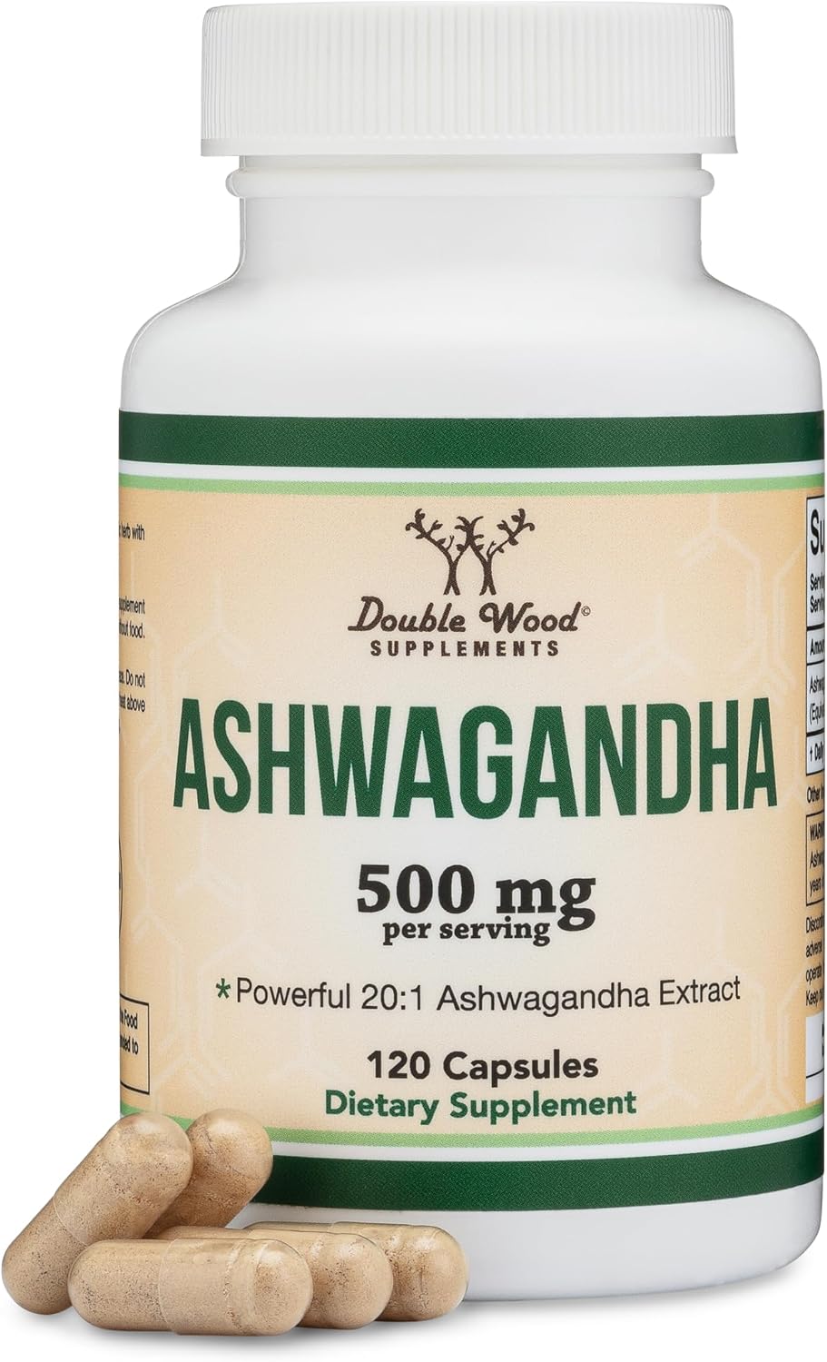Double Wood Ashwagandha 500 mg 120 Capsules