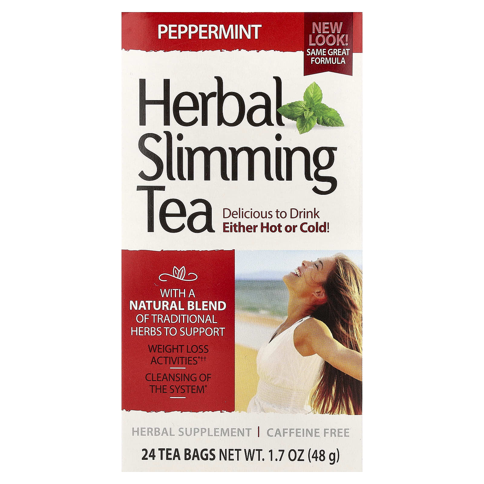 21st Century Herbal Slimming Tea, Peppermint, Caffeine Free, 24 Tea Bags