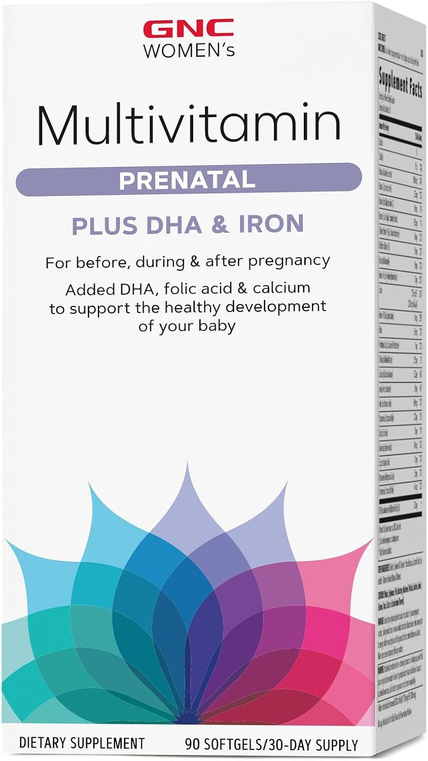 GNC Women's Prenatal Multivitamin Formula with DHA & Iron, 90 Softgels