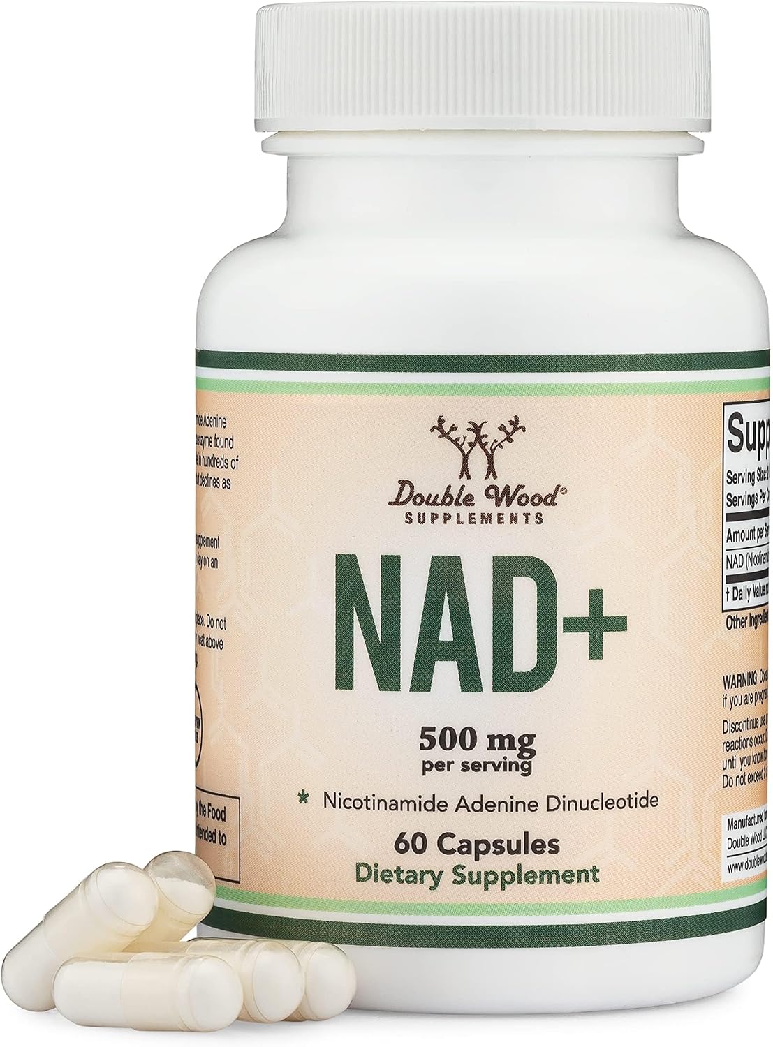 Double Wood NAD+ 500mg, 60 Capsules