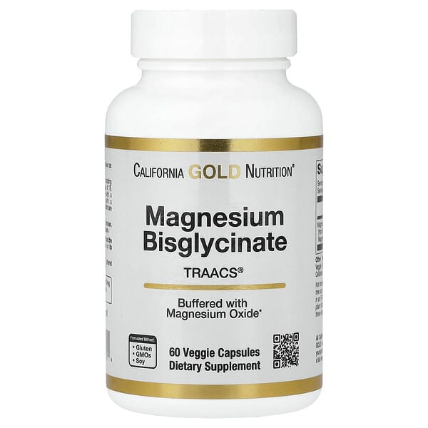 California Gold Nutrition Magnesium Bisglycinate 100 mg, 60 Veggie Capsules