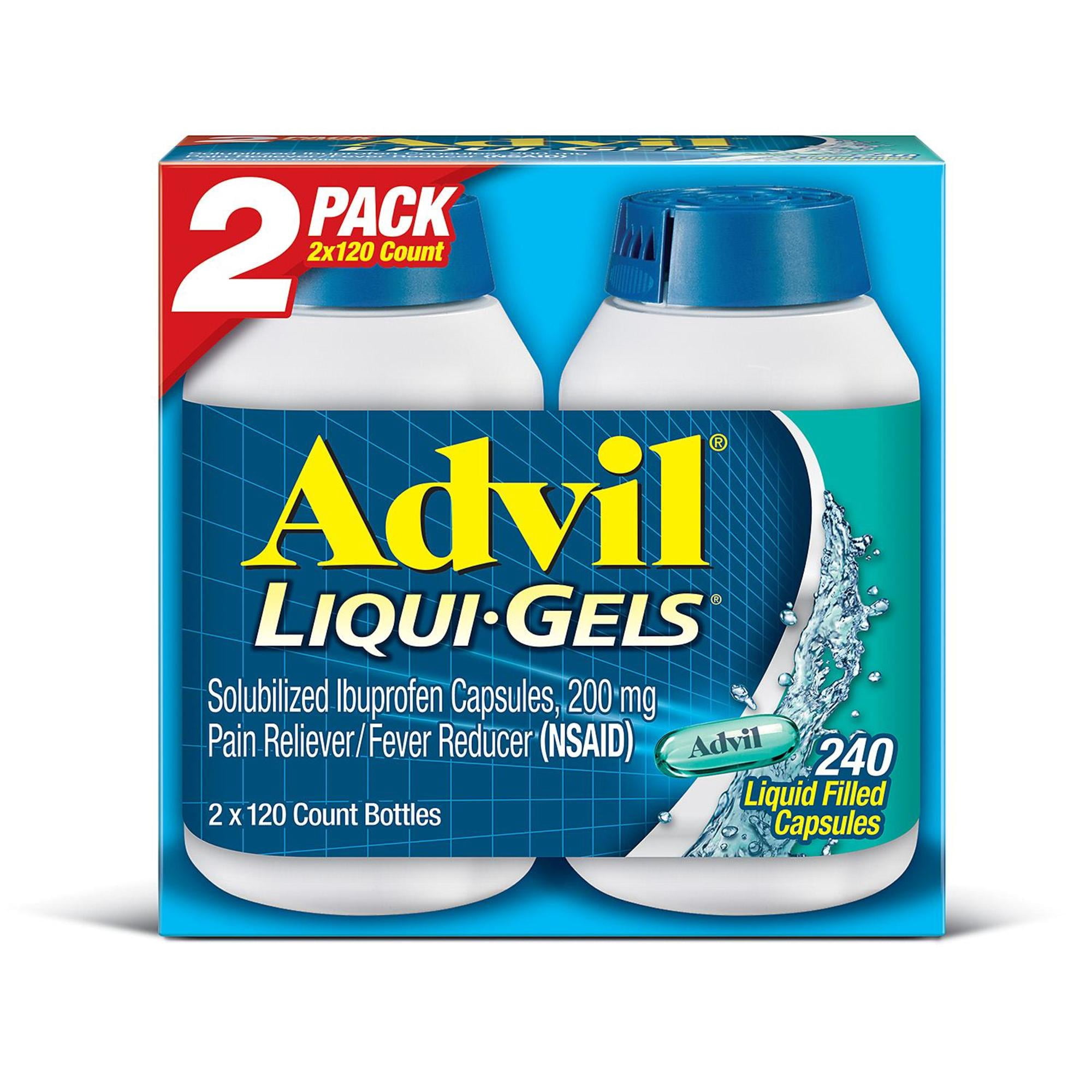 Advil Liqui-Gels Pain Reliever and Fever Reducer, Ibuprofen 200mg Capules, 240 ct.
