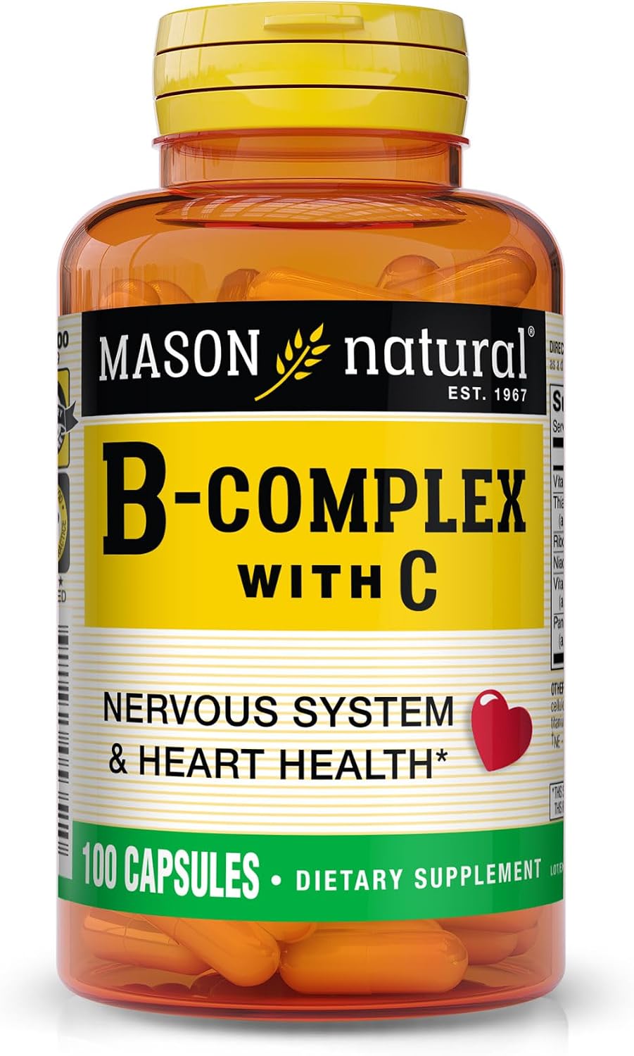 Mason Natural B-Complex with Vitamin C, 100 Capsules