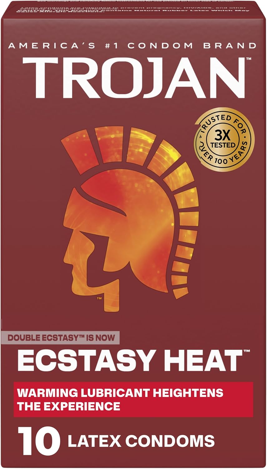 Trojan Ecstasy Heat Latex Lubricated Latex Condoms 10 Count
