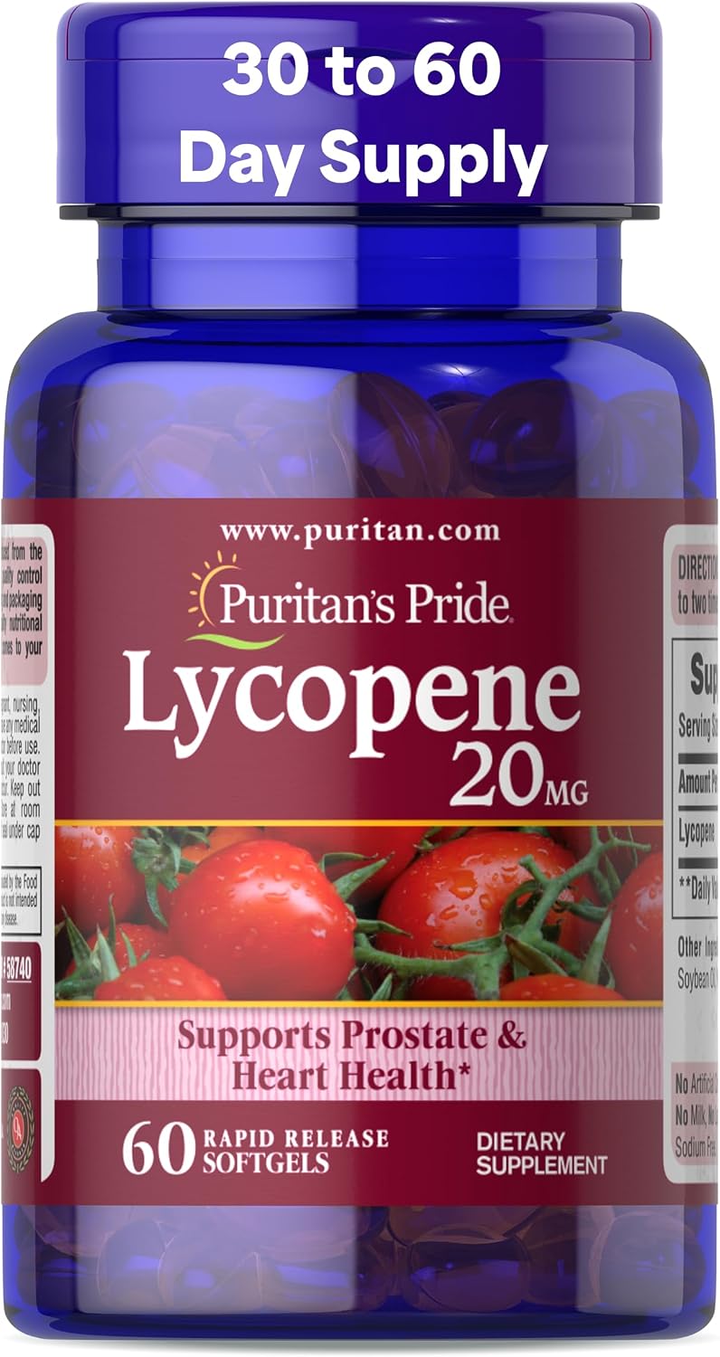 Puritan's Pride Premium Lycopene 20mg, 60 Rapid Release Softgels