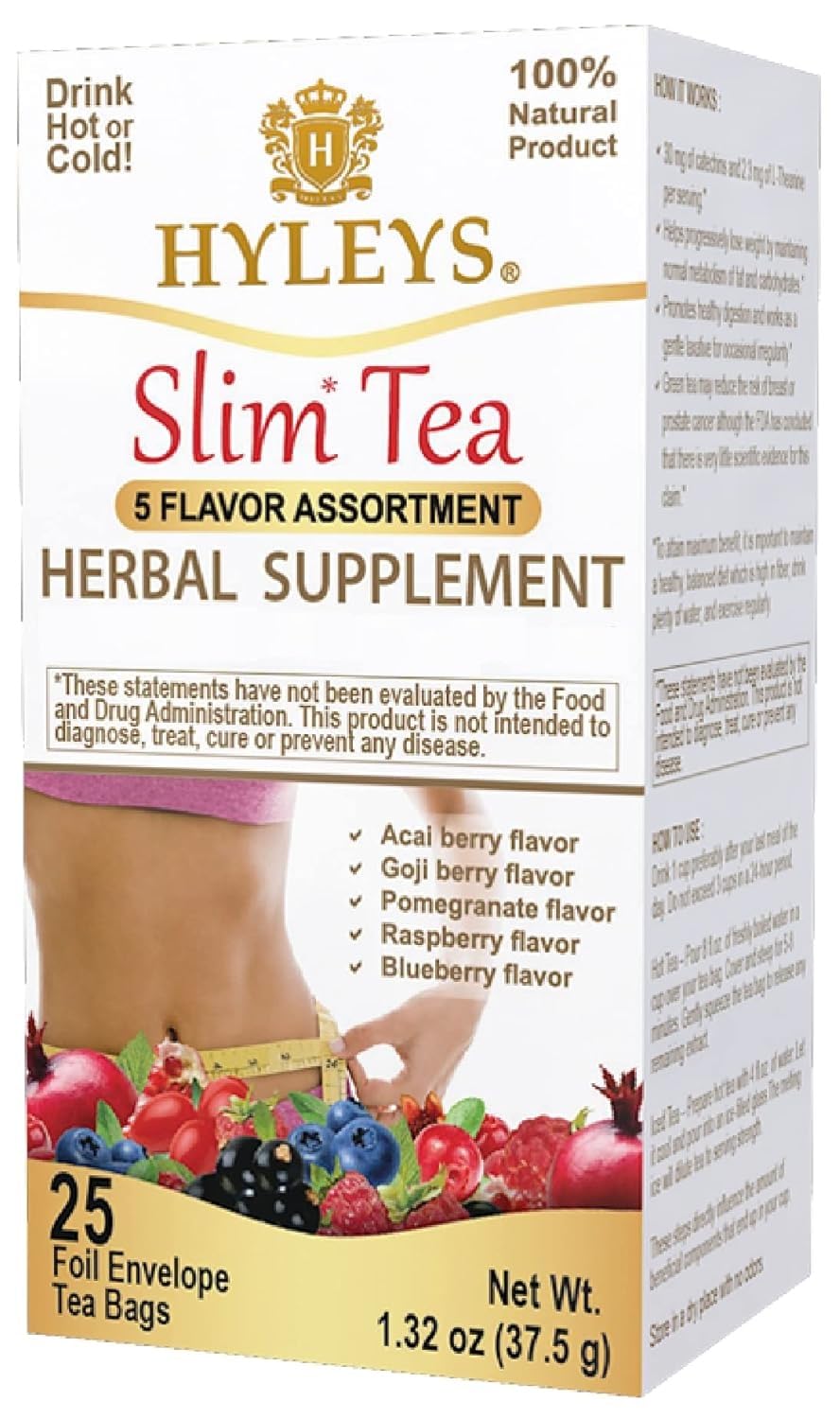 Hyleys Slim Tea 5 Flavor Assortment - 25 Tea Bags