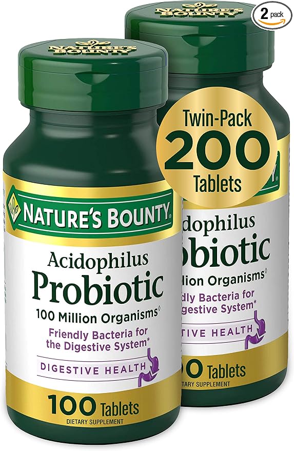 Nature’s Bounty Acidophilus Probiotic, Twin Pack (100 Tablets x 2)