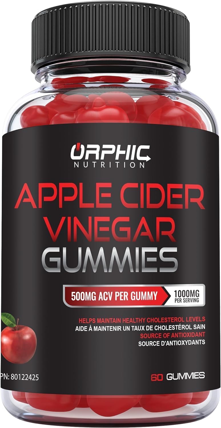 Orphic Nutrition Apple Cider Vinegar Gummies - 1000mg - Support Weight Loss Efforts & Gut Health Beetroot & Pomegranate (60 Gummies)