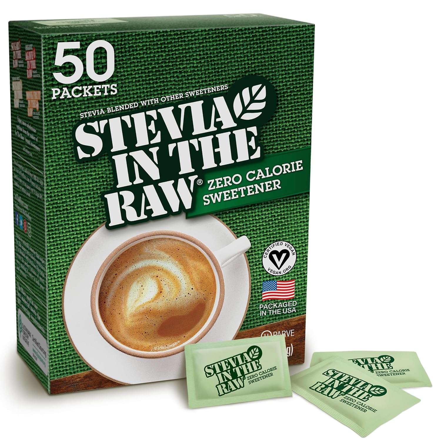 Stevia In The Raw, Plant Based Zero Calorie Sweetener, Sugar Substitute, 50 Count Packets