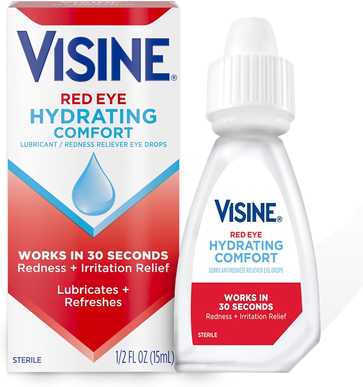 Visine Red Eye Hydrating Comfort Redness Relief Lubricating Eye Drops, 0.5 fl. oz