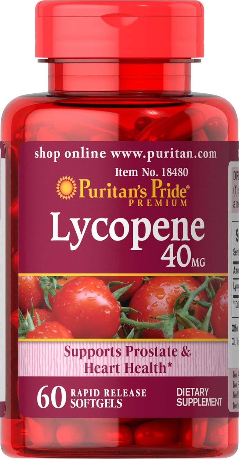 Puritan's Pride Premium Lycopene 40mg, 60 Rapid Release Softgels