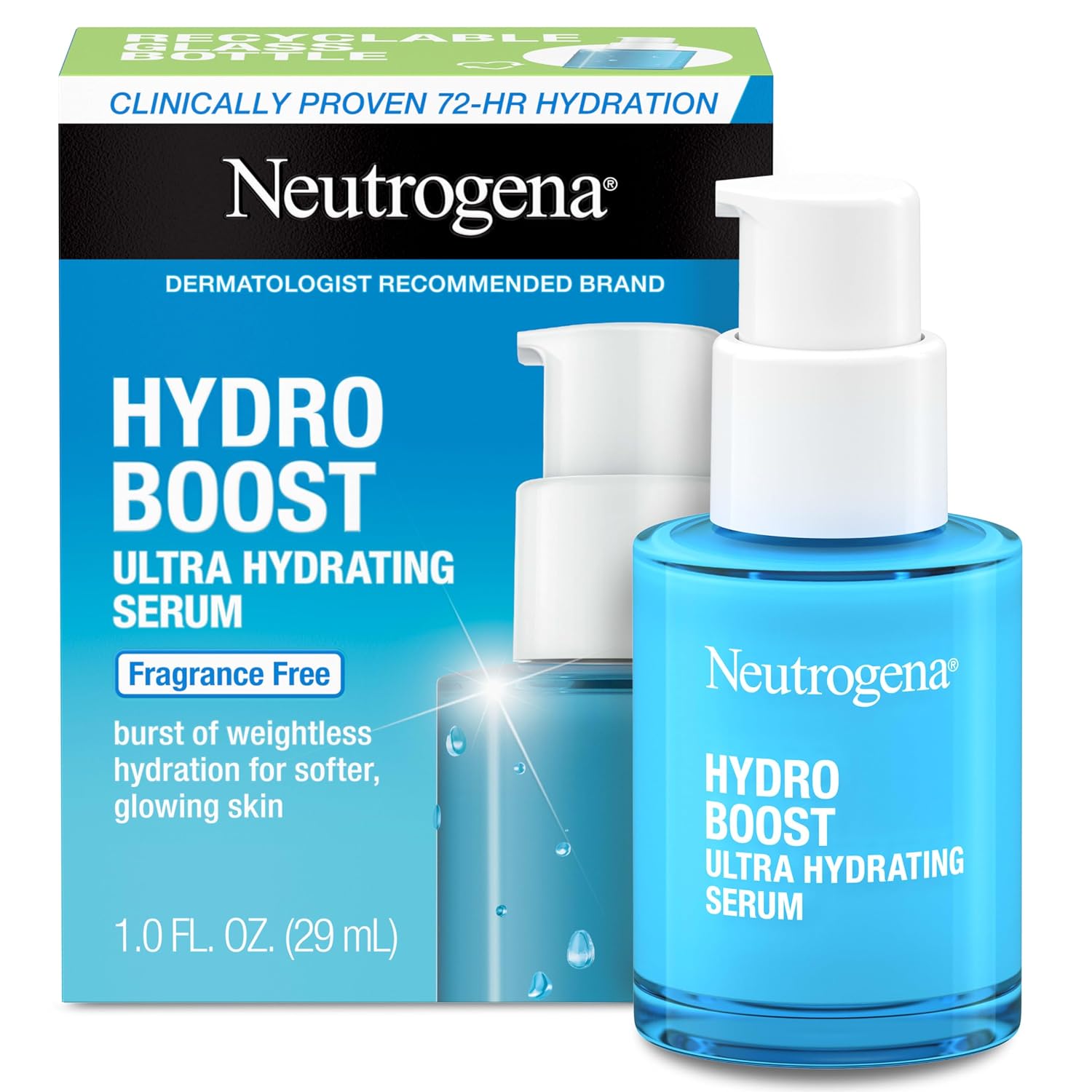 Neutrogena Hydro Boost Hydrating Hyaluronic Acid Serum, Oil-Free and Non-Comedogenic Formula for Glowing Complexion, 1 fl. oz