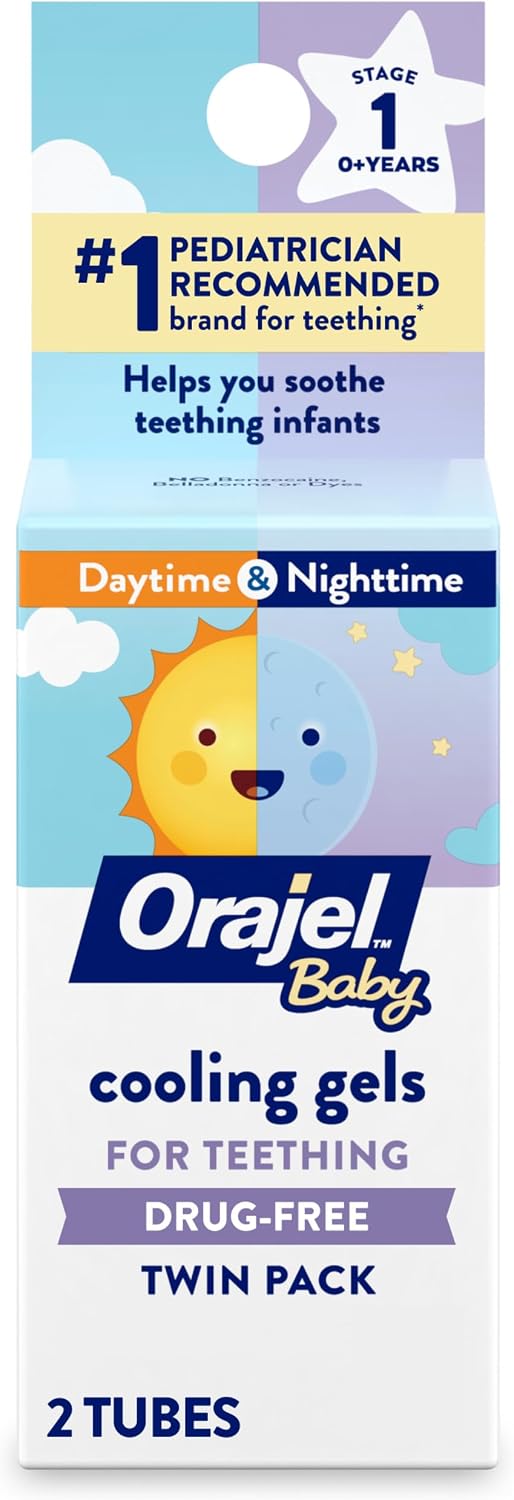 Orajel Baby Daytime & Nighttime Cooling Gels for Teething - Two 0.18 oz Tubes