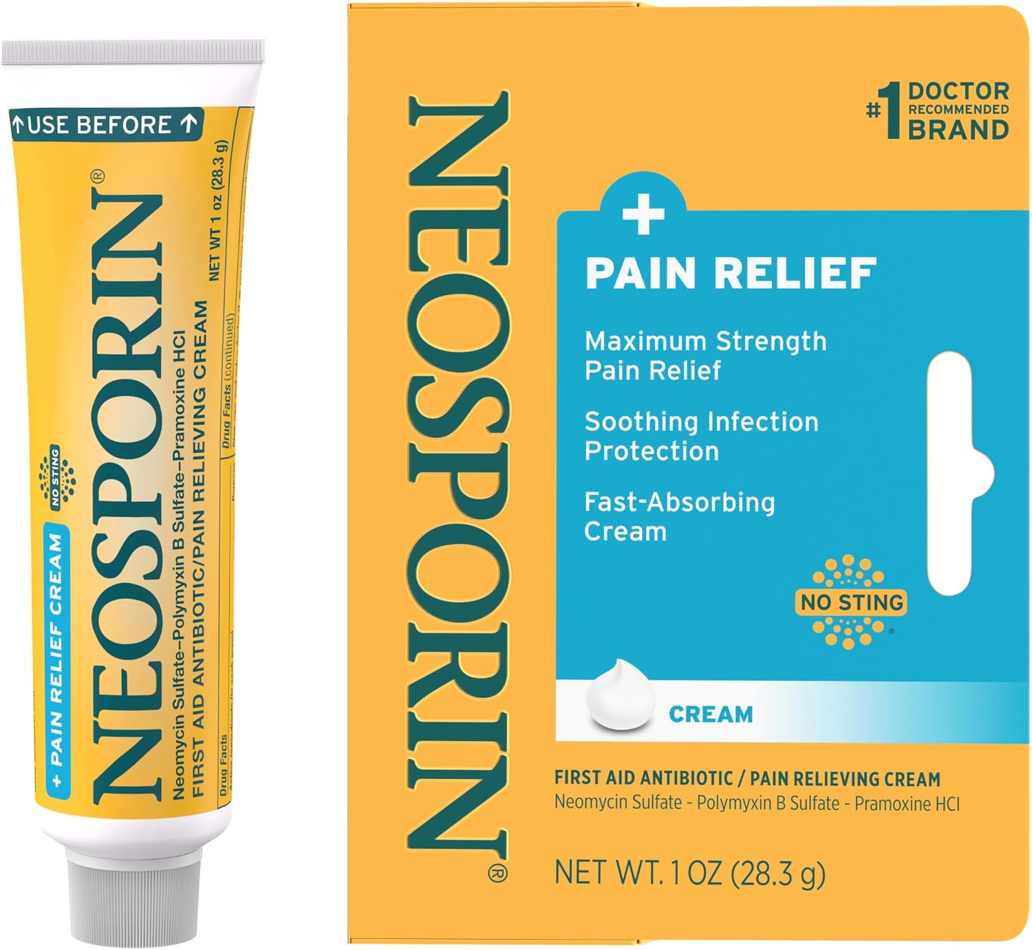 Neosporin + Maximum-Strength Pain Relief Dual Action Cream, 1oz.