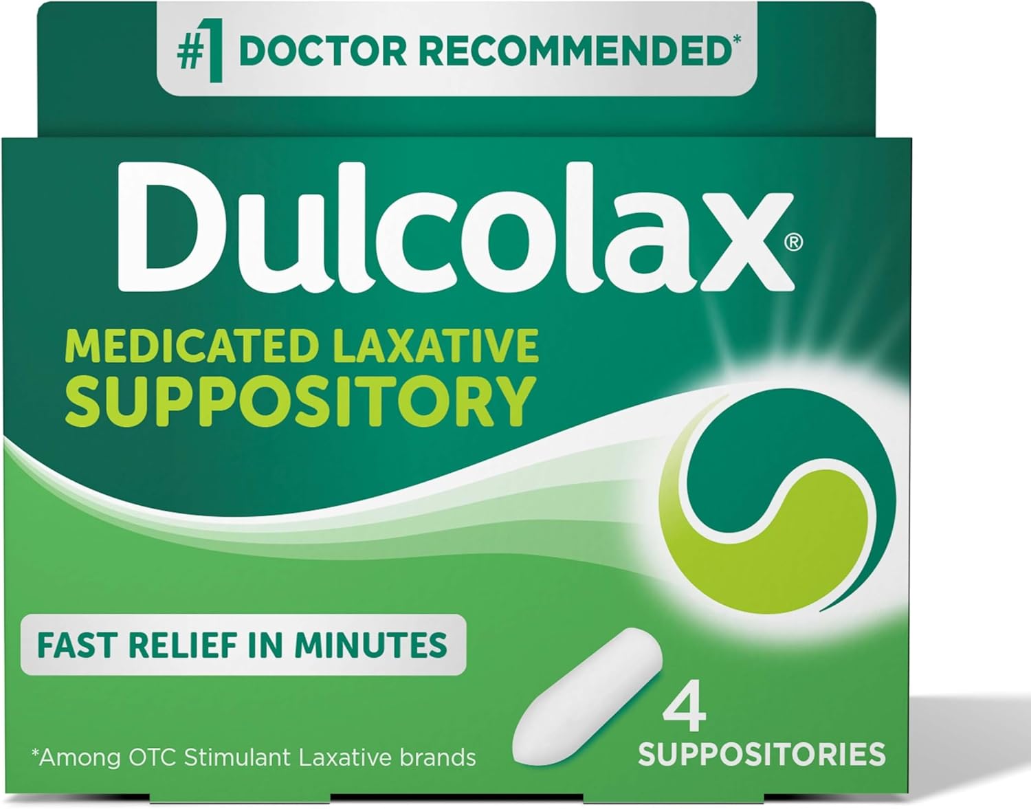Dulcolax Stimulant Laxative Medicated SuppositorieS, Bisacodyl 10 mg, 4 Count