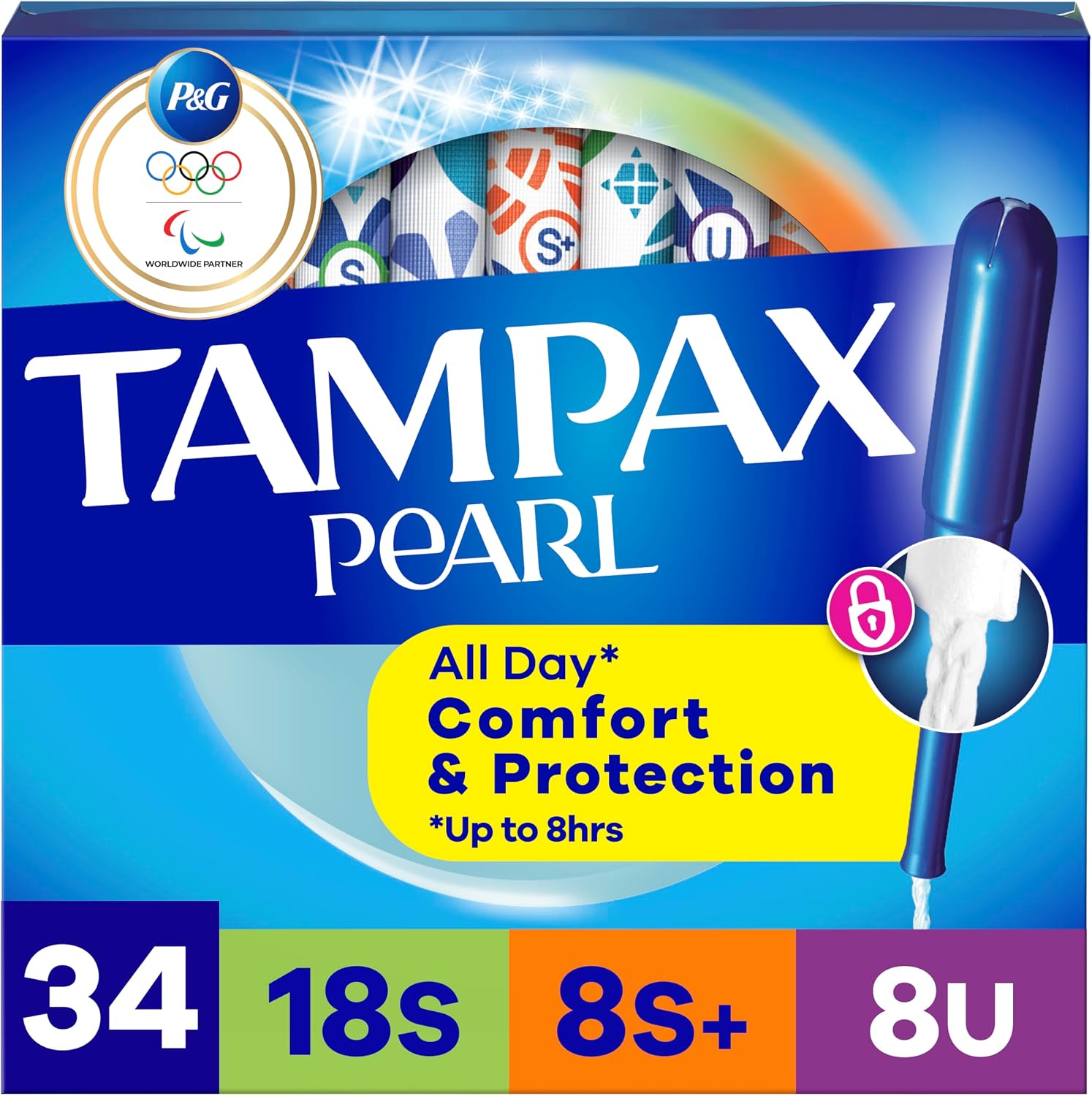 Tampax Pearl Tampons Multipack, with LeakGuard Braid, Unscented, 34 Count