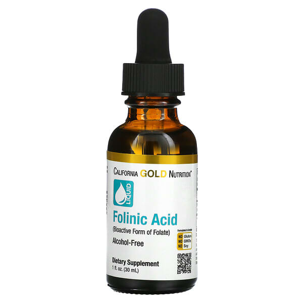 California Gold Nutrition, Folinic Acid, Alcohol Free, 1 Fl oz