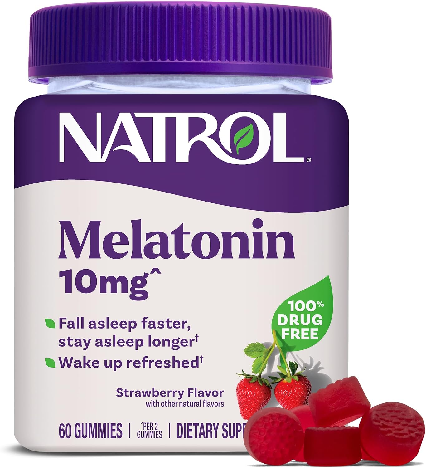 Natrol Melatonin 10mg, 60 Strawberry-Flavored Gummies