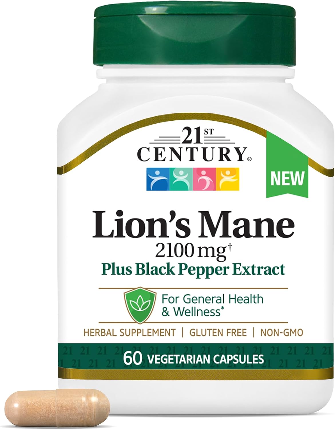 21st Century Lion's Mane 2,100 mg, Plus Black Pepper Extract, 60 Count