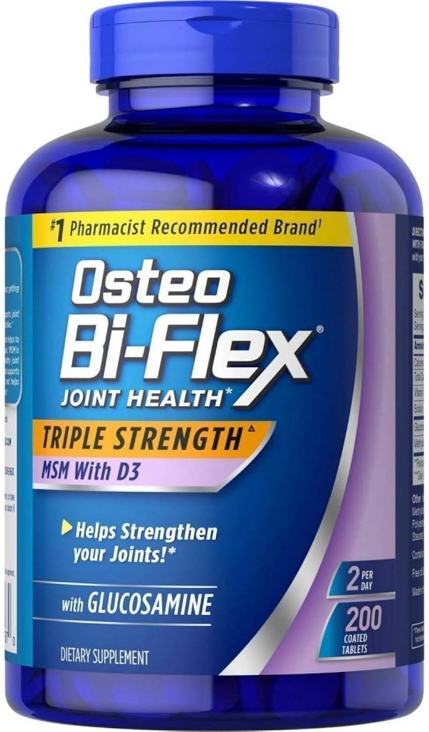 Osteo Bi-Flex Triple Strength Glucosamine 1500 mg, MSM 1500 mg with Vitamin D3 1000 UI Tablets, 200 Count