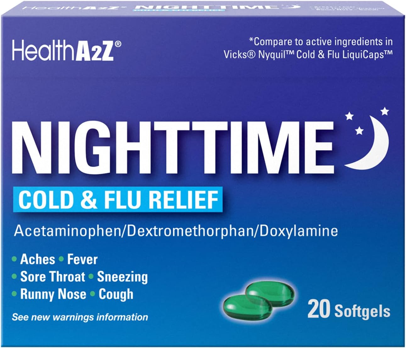 HealthA2Z® Nighttime Cold & Flu Medicine 20 Softgels