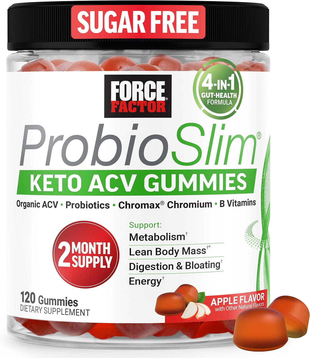 Force Factor ProbioSlim Apple Cider Vinegar 120 Gummies