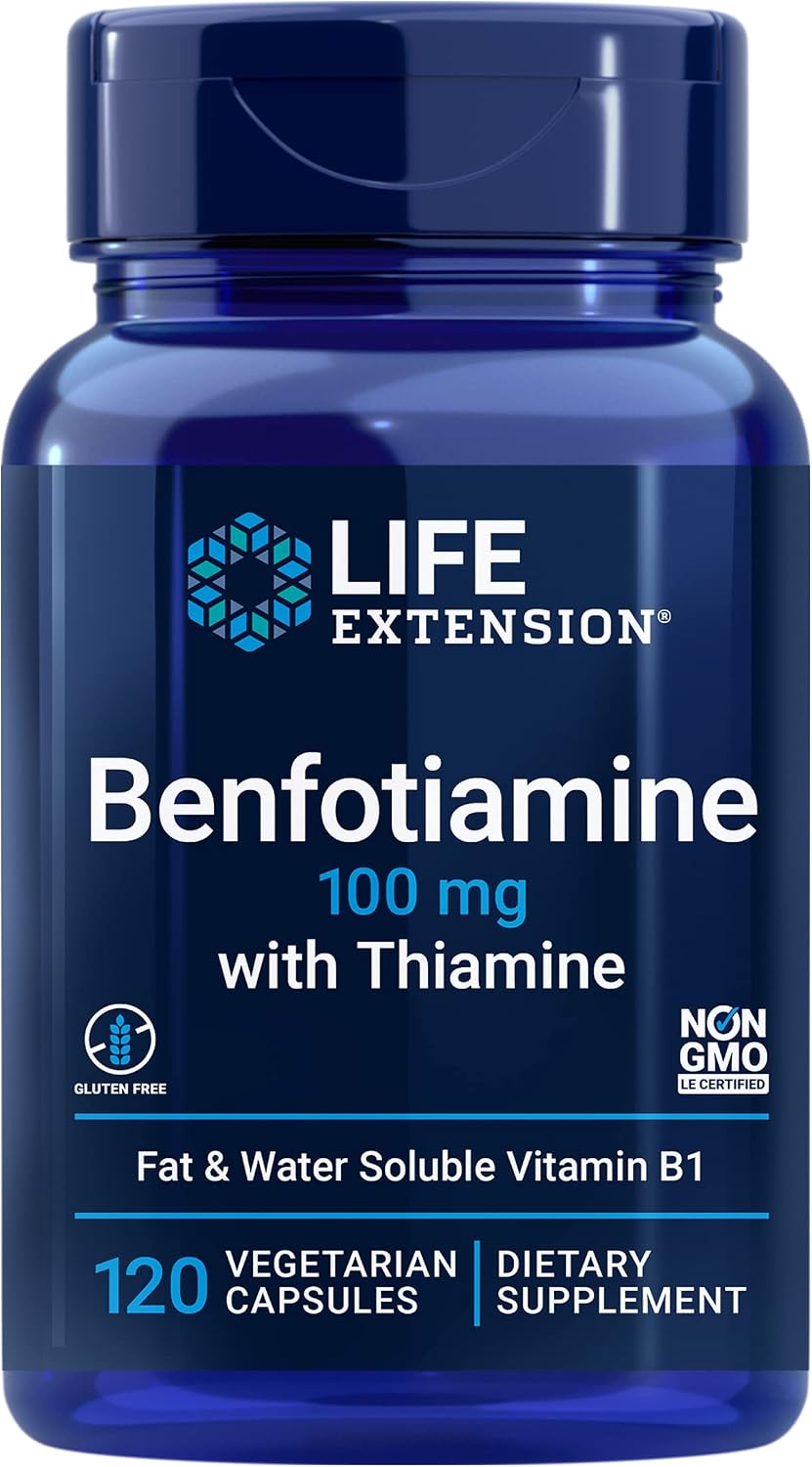 Life Extension Benfotiamine 100 mg with Thiamine, 120 Vegetarian Capsules