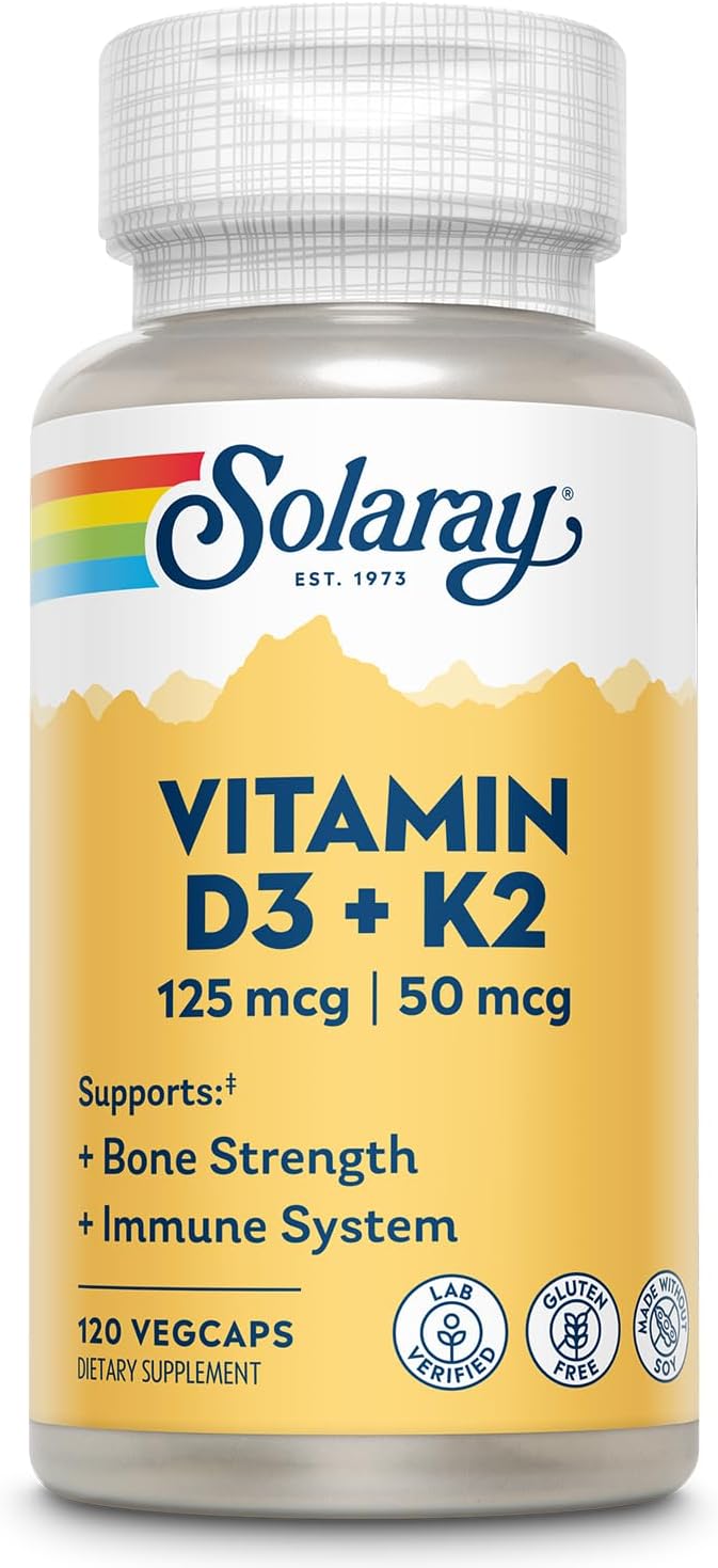 Solaray Vitamin D3 + K2, 120 VegCaps