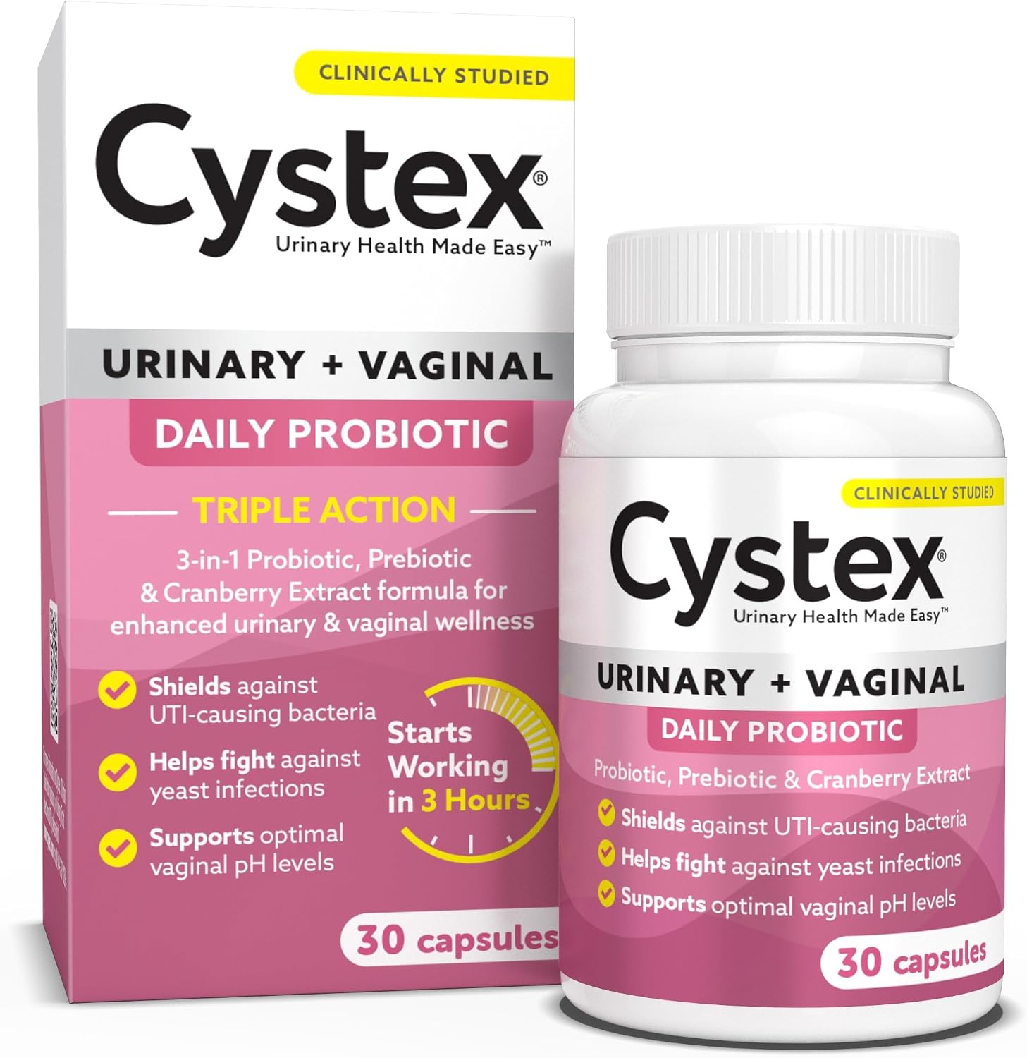 Cystex 3-in-1 Urinary Tract Probiotic for Women - 30 Capsules