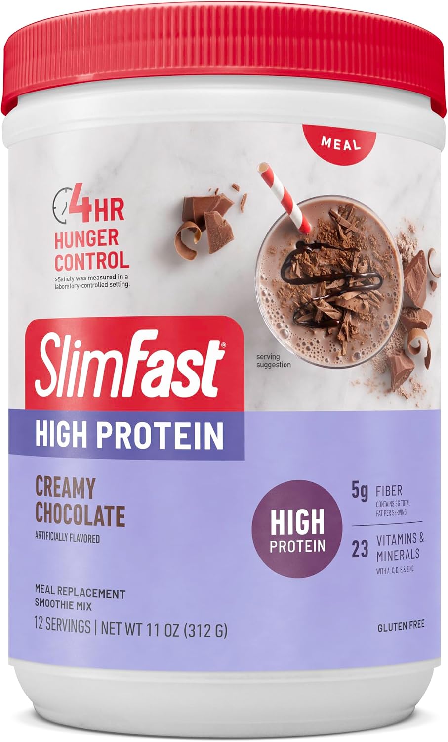 SlimFast High Protein Meal Replacement Shake Powder, 12 Servings, Creamy Chocolate, 11 oz