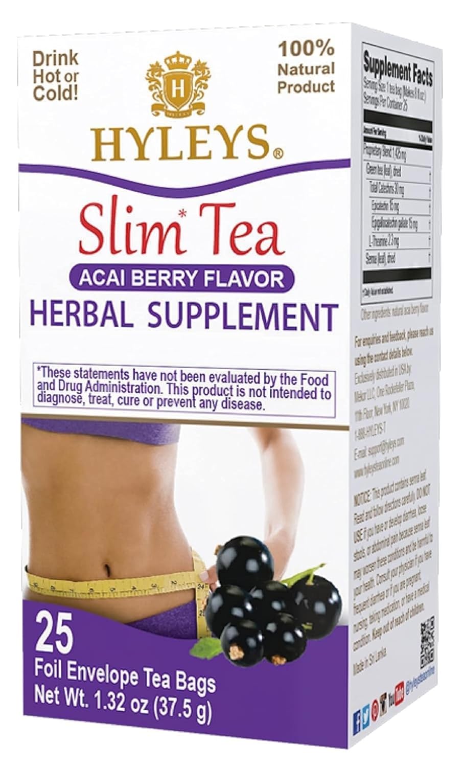 Hyleys Slim Tea Acai Berry Flavor - 25 Tea Bags