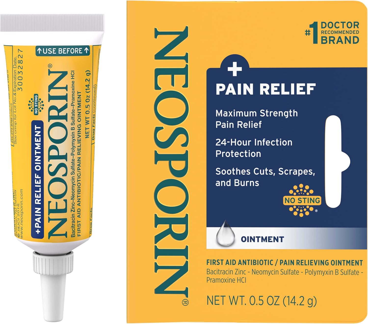 Neosporin + Pain Relief Dual Action Topical Antibiotic Ointment,.5 oz