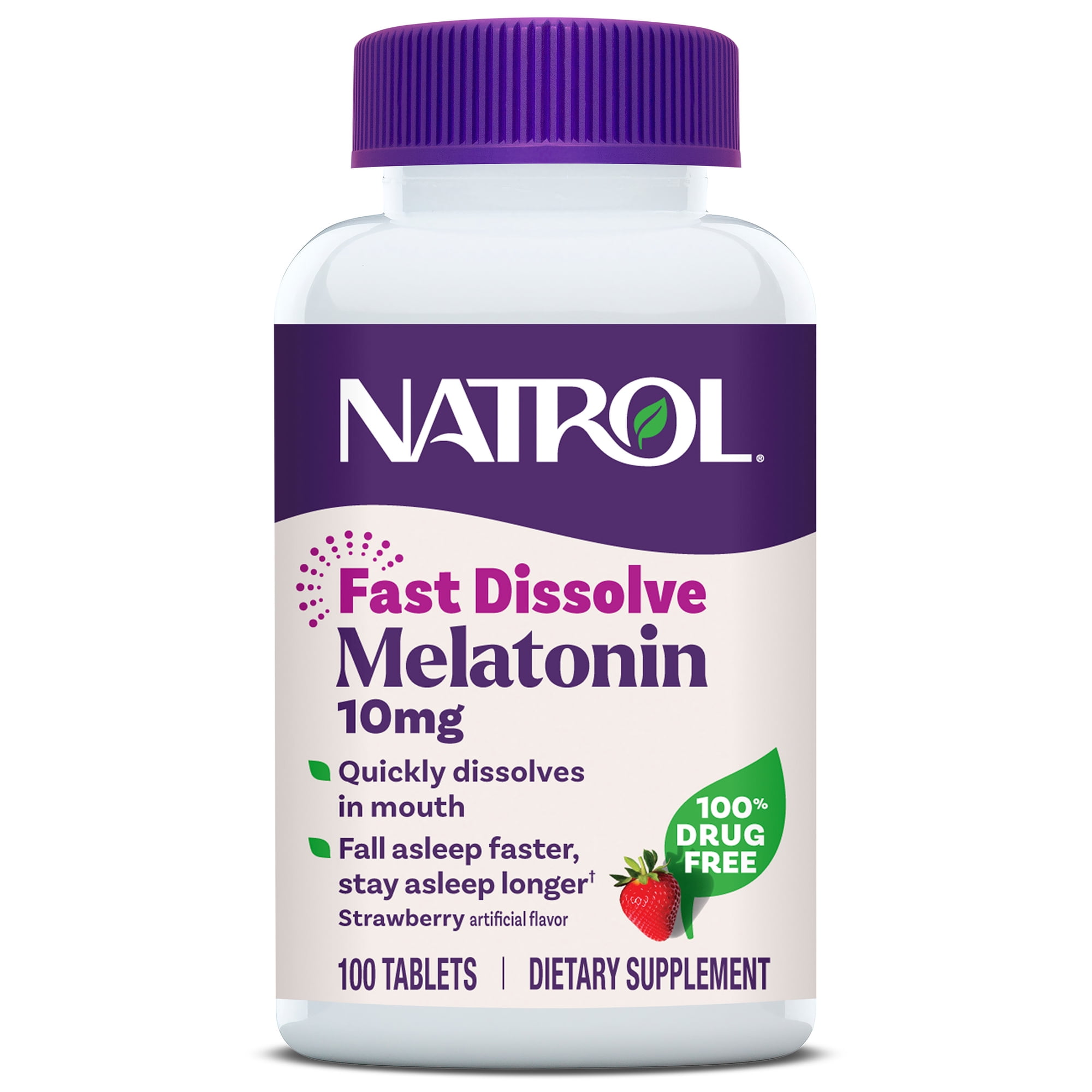 Natrol Melatonin Fast Dissolve Tablets, Strawberry Flavor, 10mg, 100 Ct