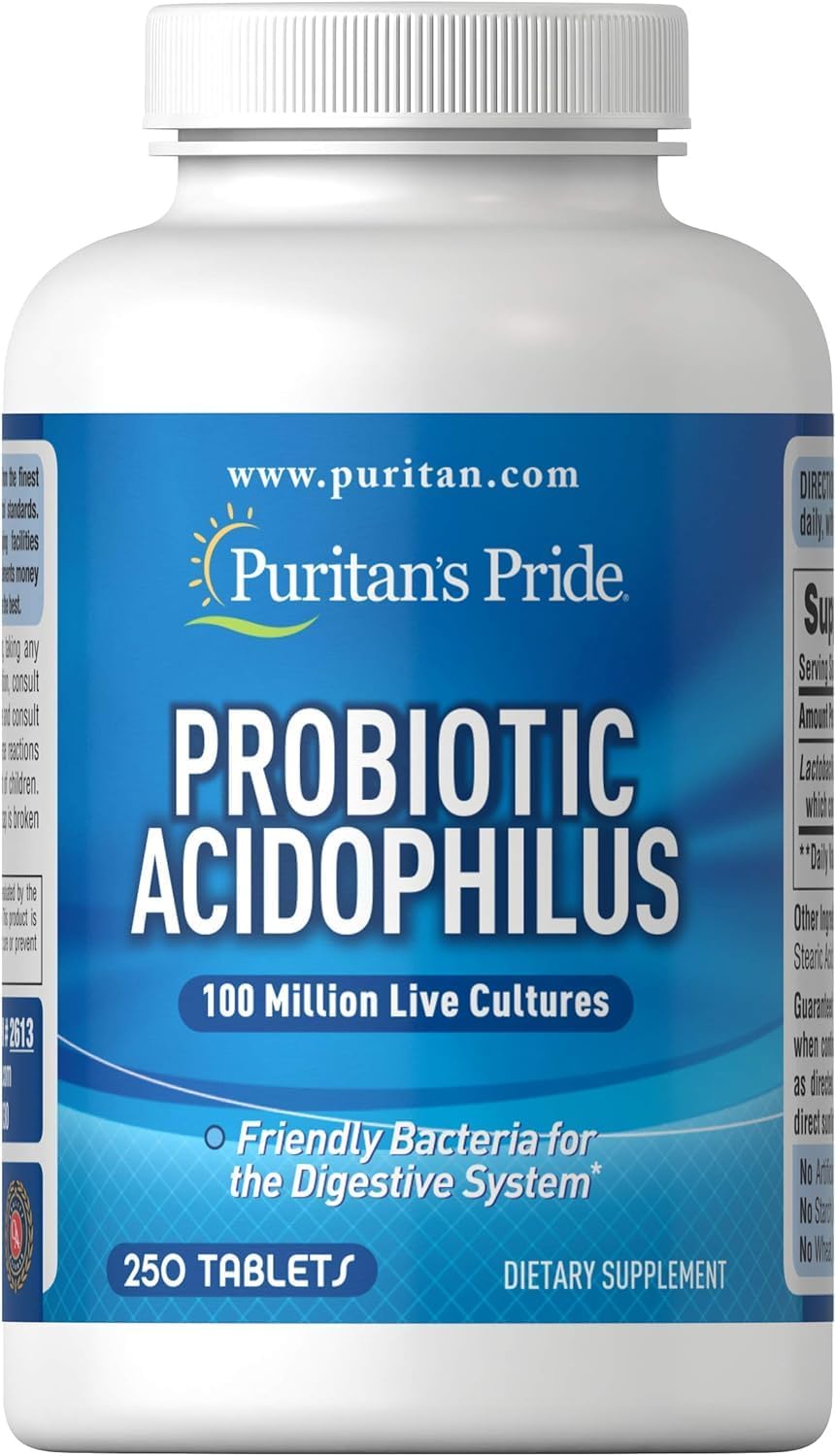 Puritan's Pride Daily Probiotic Acidophilus, 100 Million Live Cultures - 250 Tablets