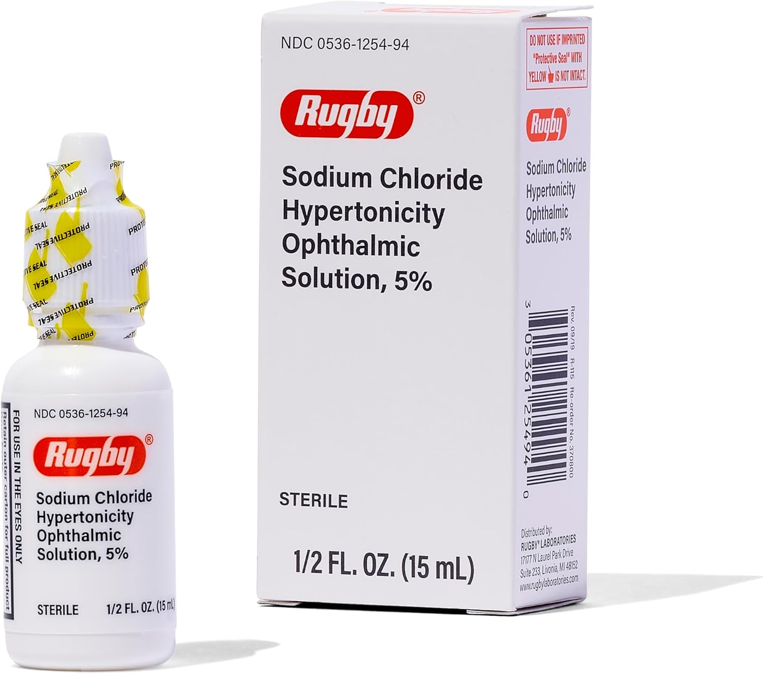 Rugby Sodium Chloride Hypertonicity Ophthalmic Eye Solution 5% - 0.5 Fl. Oz