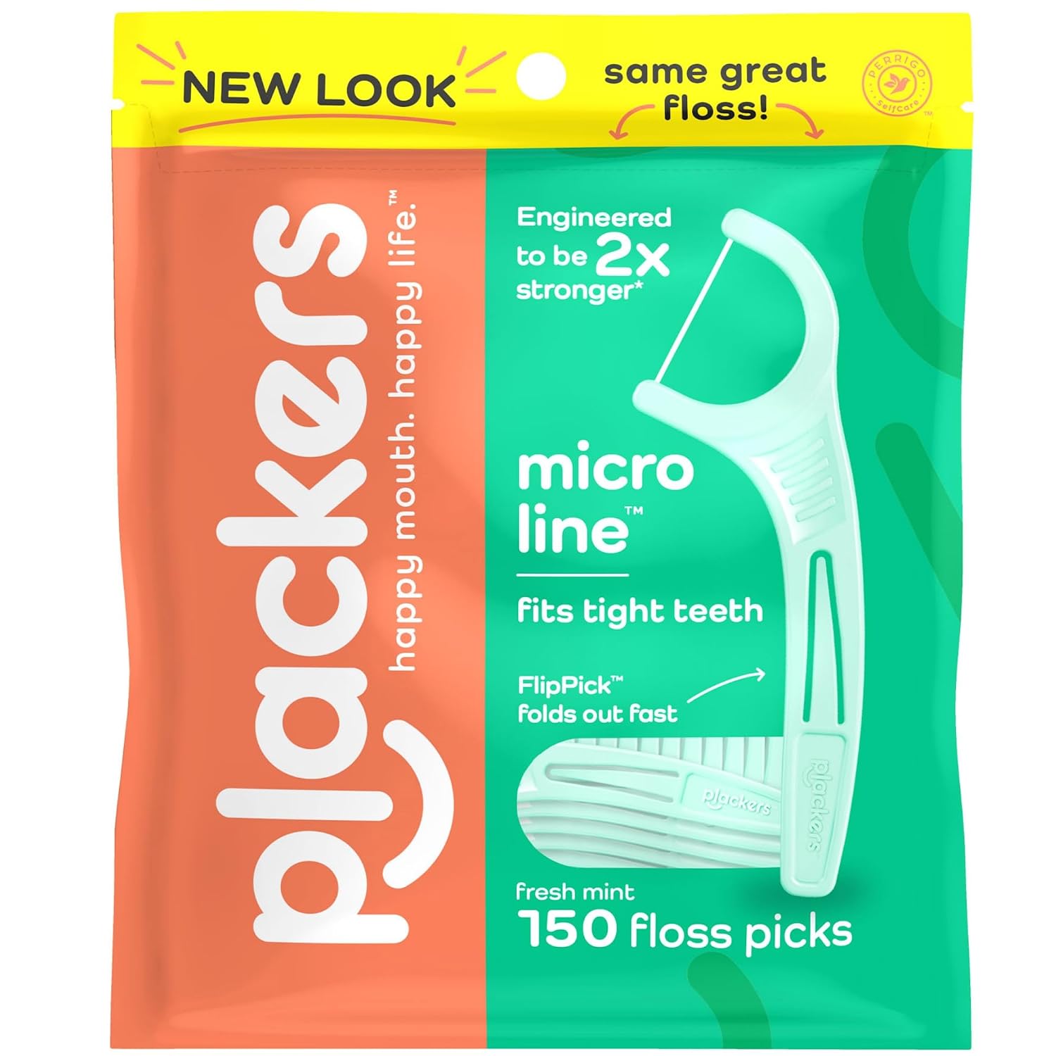 Plackers Micro Mint Dental Flossers, Fresh Mint Flavor, 150 Count