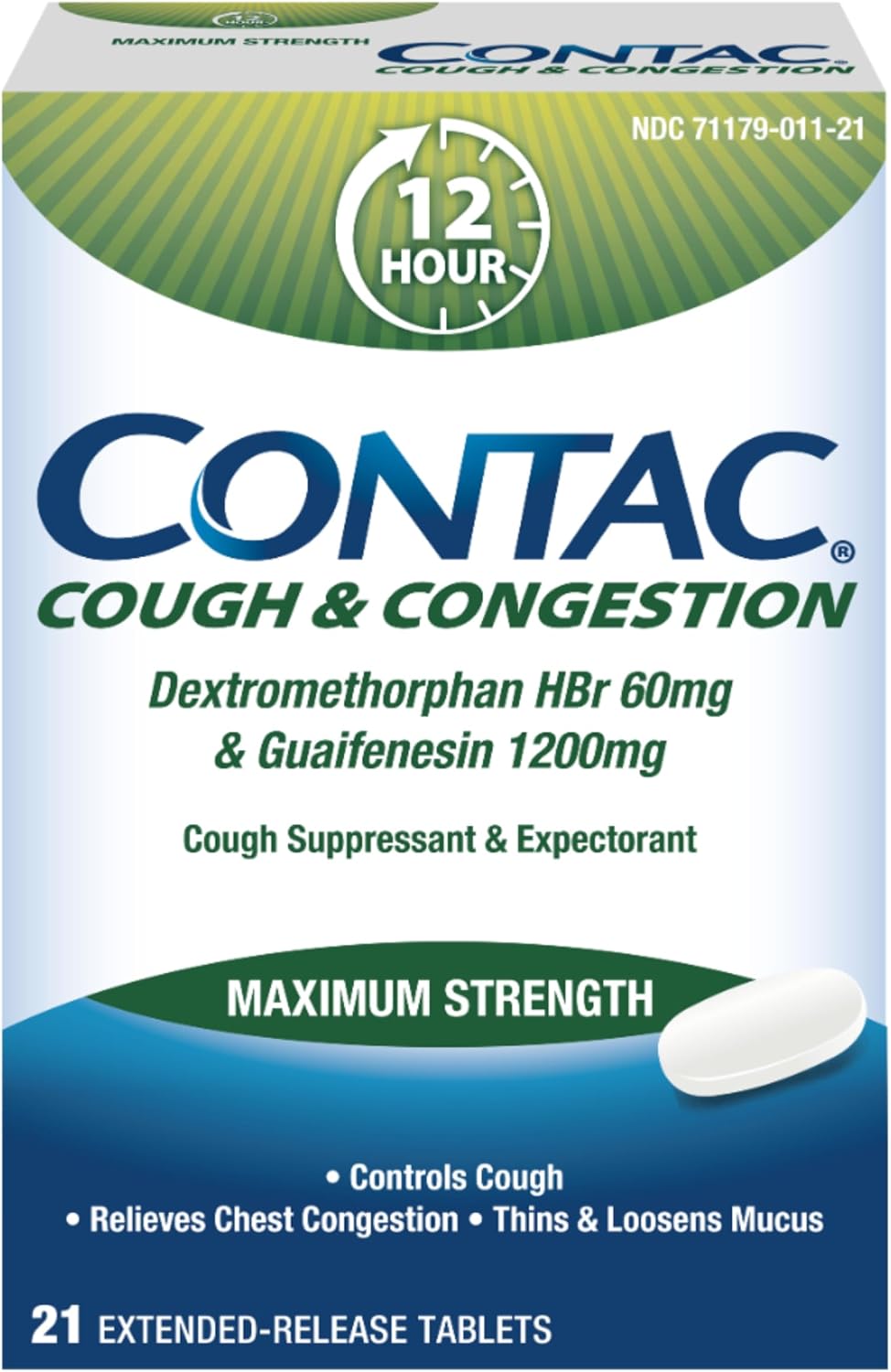 Contac Cough & Congestion Maximum Strength Controls Cough, 21 Count