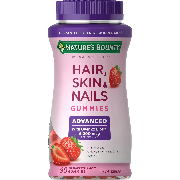 Nature's Bounty Advanced Hair, Skin and Nails Strawberry Gummies, 6000mcg Biotin, 90 Ct.