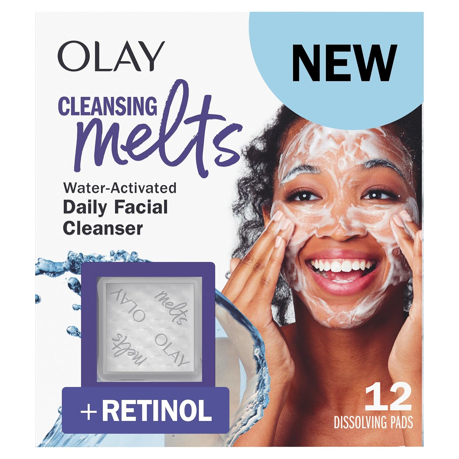 Olay Cleansing Melts + Retinol Face Cleanser, 12 Dissolving Pads