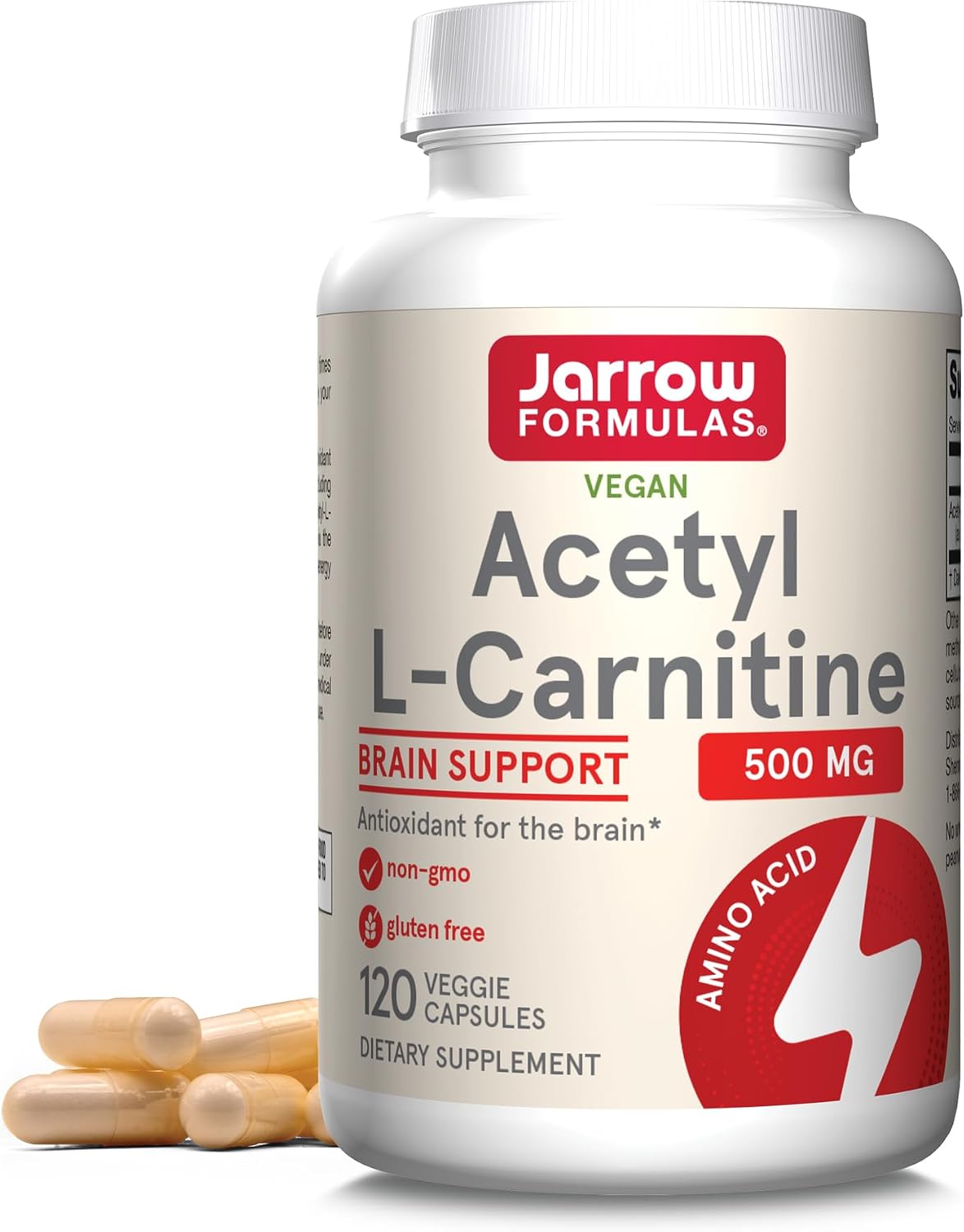 Jarrow Formulas Acetyl L-Carnitine 500 mg, 120 Veggie Capsules