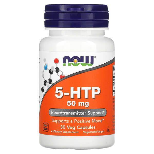 NOW Foods 5-HTP, 50 mg, 30 Veg Capsules