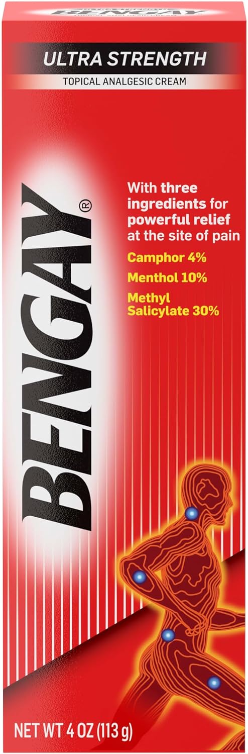 Bengay Ultra Strength Topical Pain Relief Cream, Non-Greasy Topical Analgesic for Minor Arthritis, 4 oz