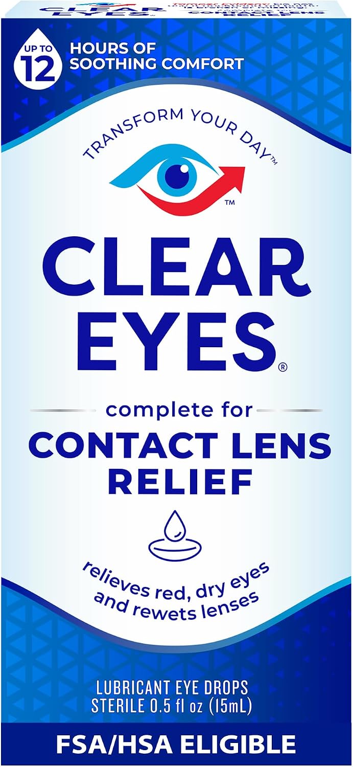 Clear Eyes Contact Lens Relief Eye Drops, 0.5 Fl Oz