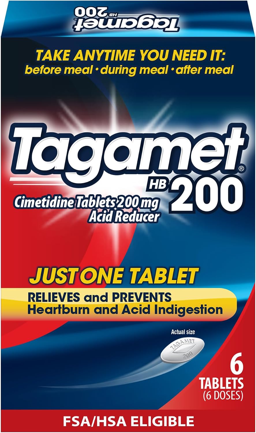 Tagamet HB 200 mg Cimetidine Acid Reducer and Heartburn Relief, 6 Count