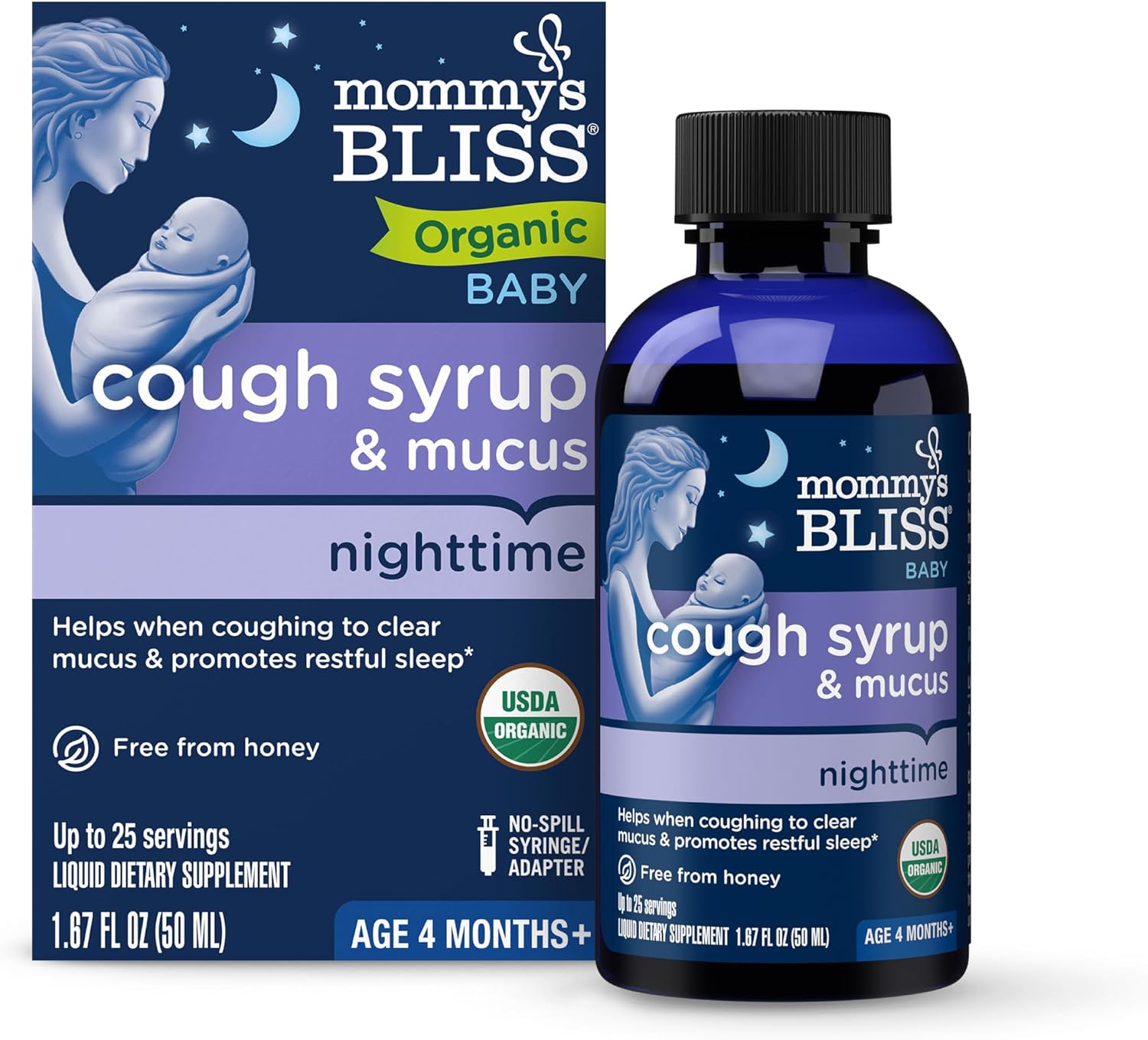 Mommy's Bliss Organic Baby Cough Syrup & Mucus Night Time, 1.67 Fluid Ounces