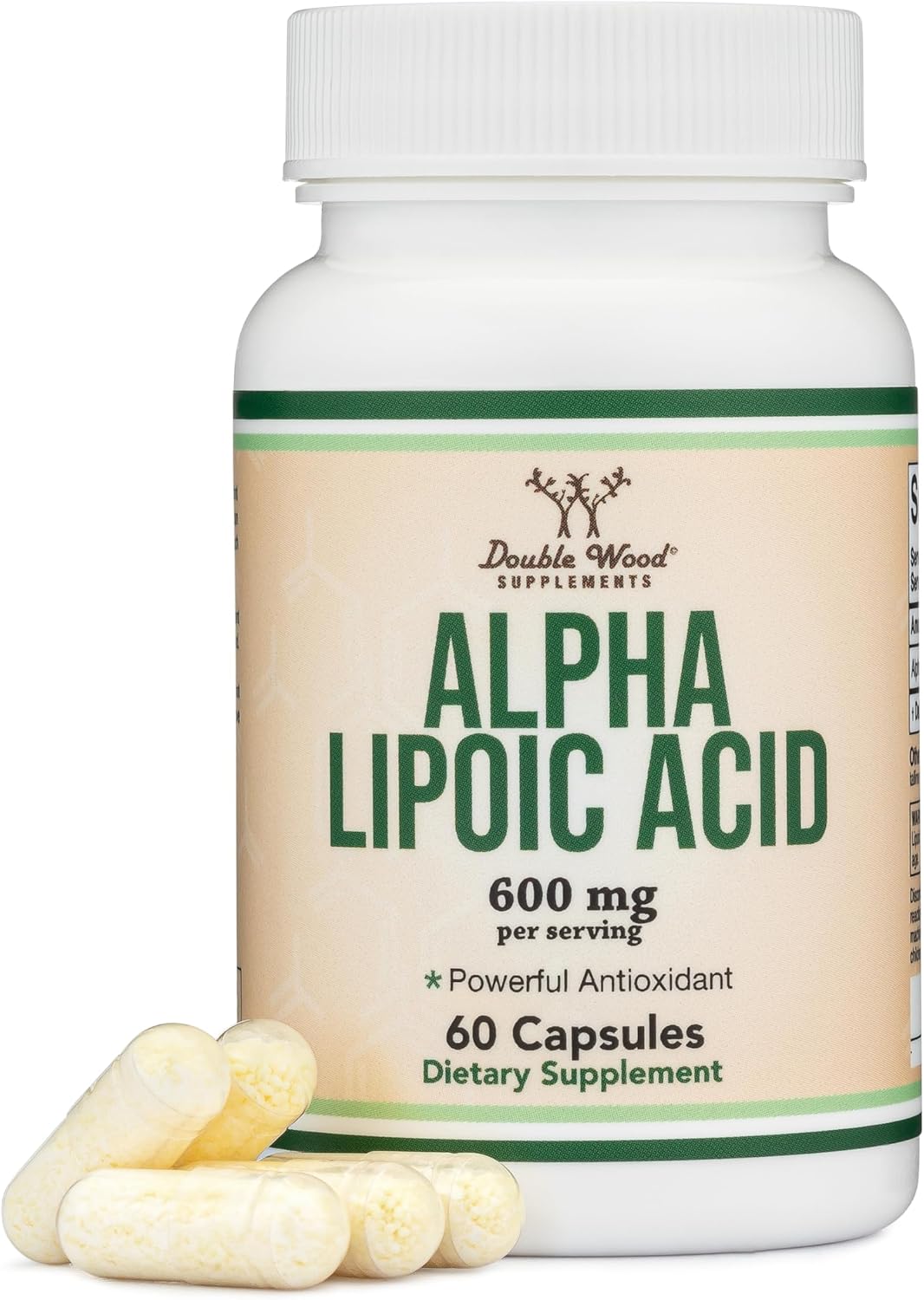 Double Wood Alpha Lipoic Acid 600mg per Serving, 60 Capsules