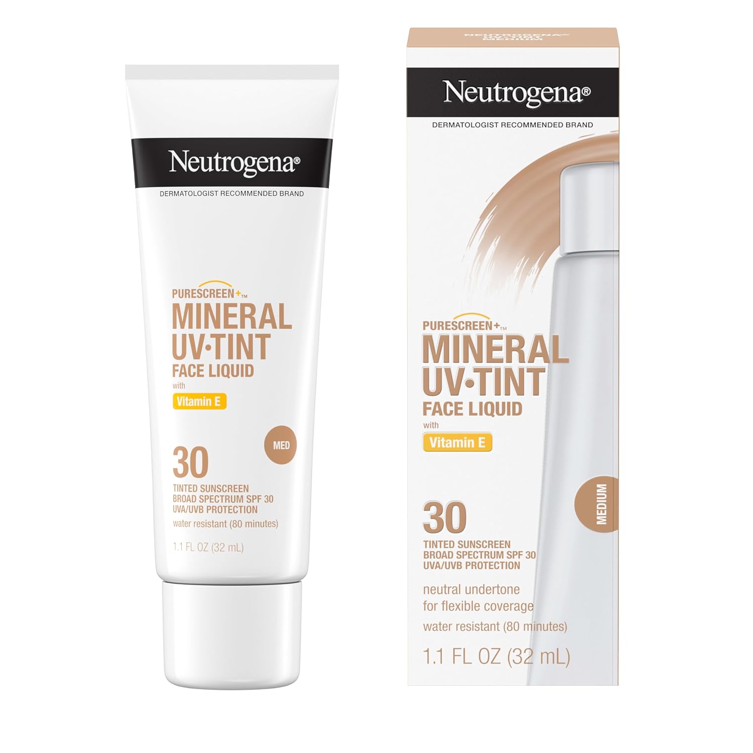 Neutrogena Purescreen+ Tinted Sunscreen for Face with SPF 30, 1.1 fl oz